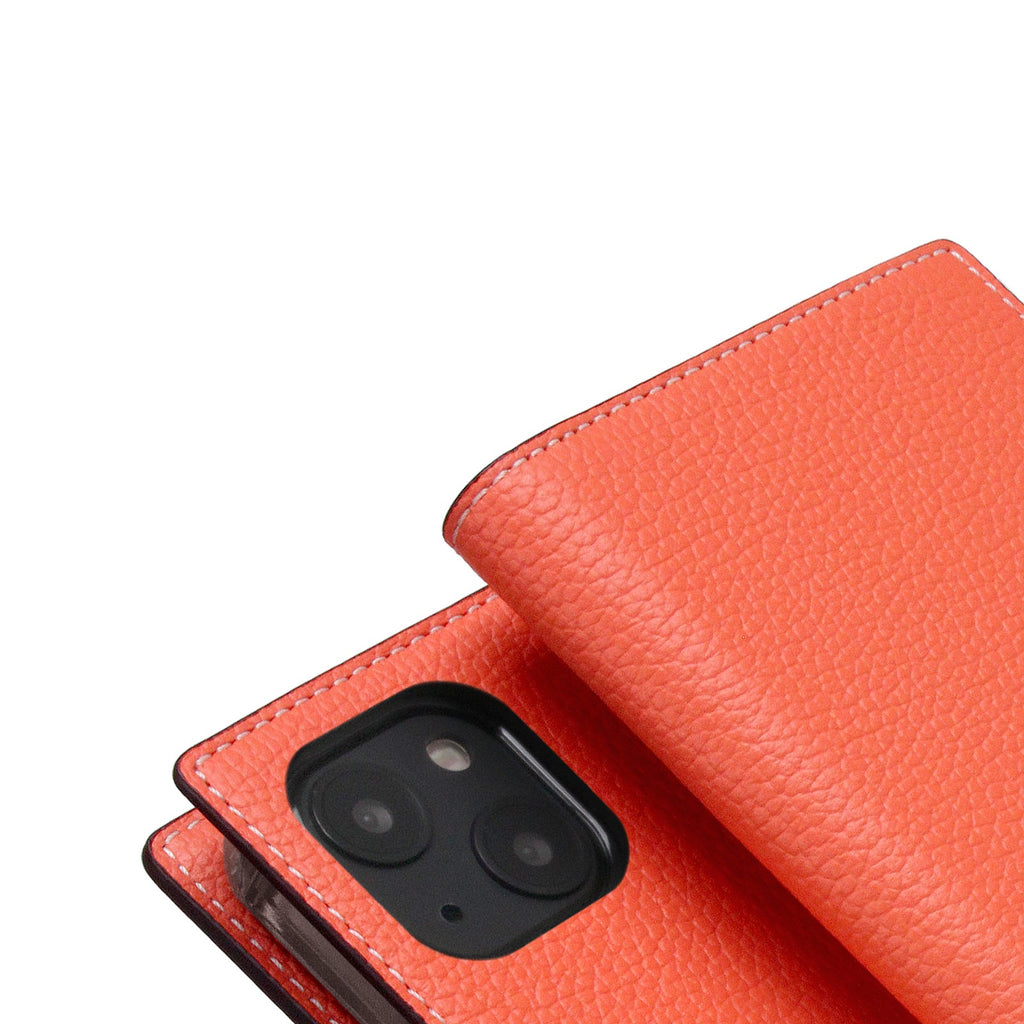 D8 Neon Full Grain Leather Diary Case for iPhone 14 (Coral)
