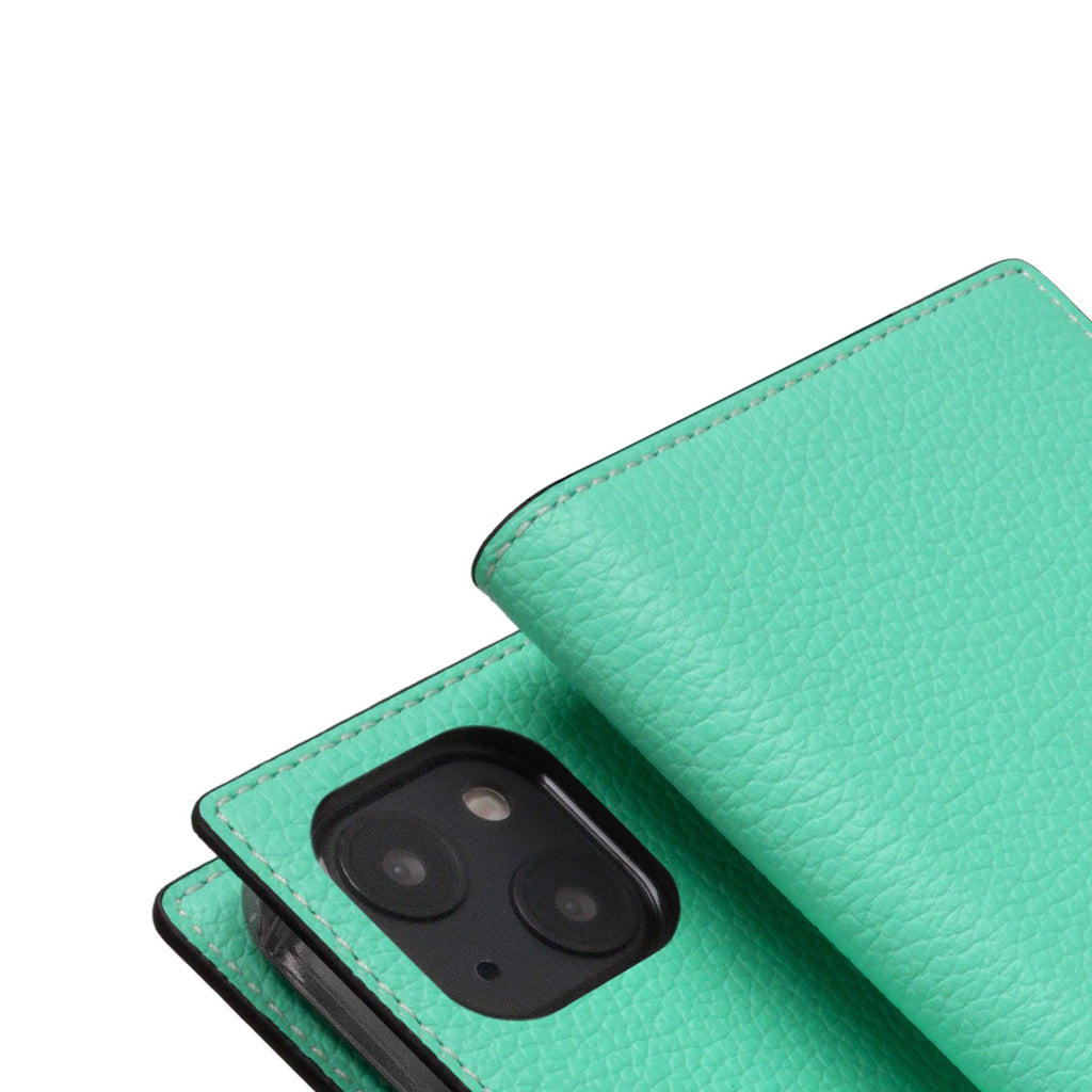 D8 Neon Full Grain Leather Diary Case for iPhone 14 (Teal)