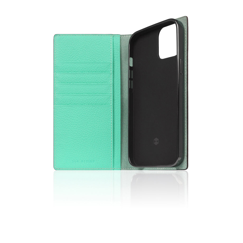 D8 Neon Full Grain Leather Diary Case for iPhone 14 Plus (Teal)