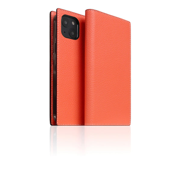 D8 Neon Full Grain Leather Diary Case for iPhone 14 Plus (Coral)
