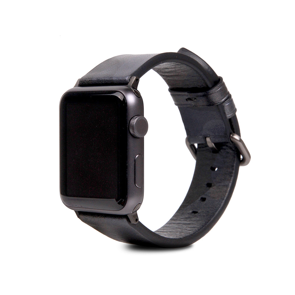 D9 Italian Camo Leather Strap for Apple Watch SE, ULTRA 2, Series 1-9 42/44/45/49mm (Black)