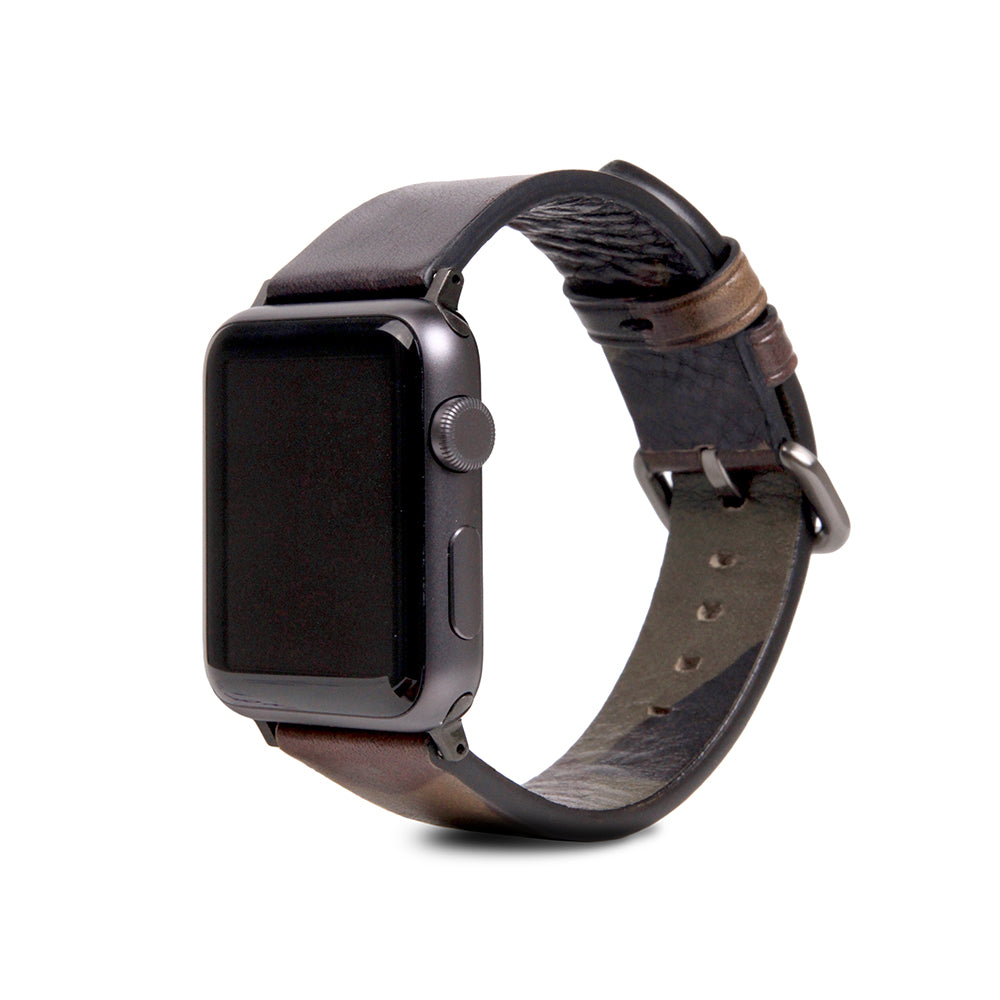 D9 Italian Camo Leather Strap for Apple Watch SE, ULTRA 2, Series 1-9 42/44/45/49mm (Khaki)