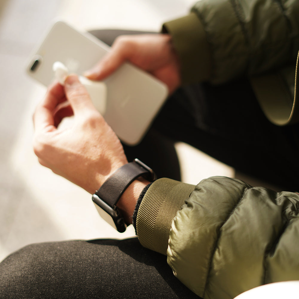 D9 Italian Camo Leather Strap for Apple Watch SE, ULTRA 2, Series 1-9 42/44/45/49mm (Khaki)