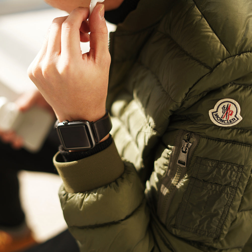 D9 Italian Camo Leather Strap for Apple Watch SE, ULTRA 2, Series 1-9 42/44/45/49mm (Khaki)