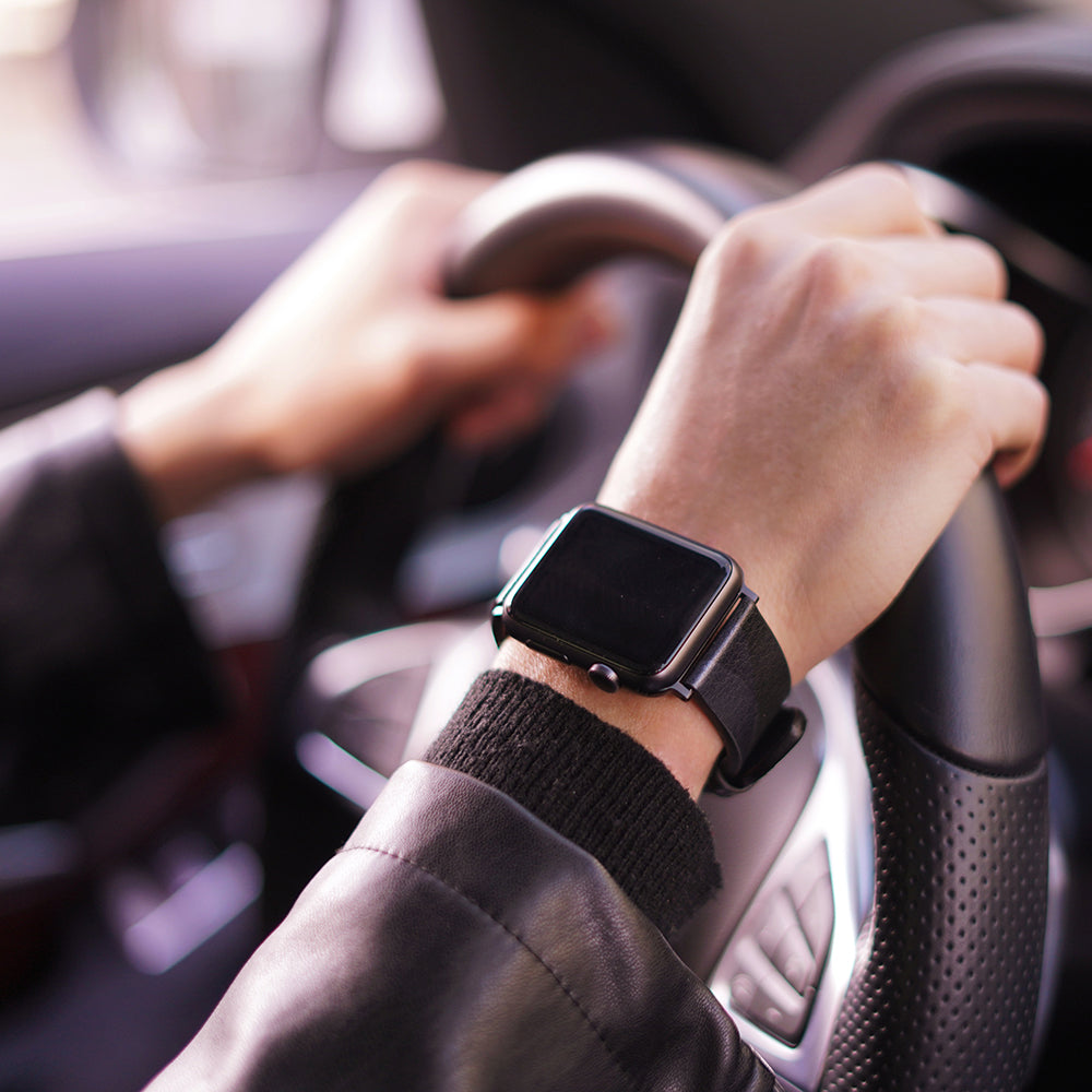 D9 Italian Camo Leather Strap for Apple Watch SE, ULTRA 2, Series 1-9 42/44/45/49mm (Black)