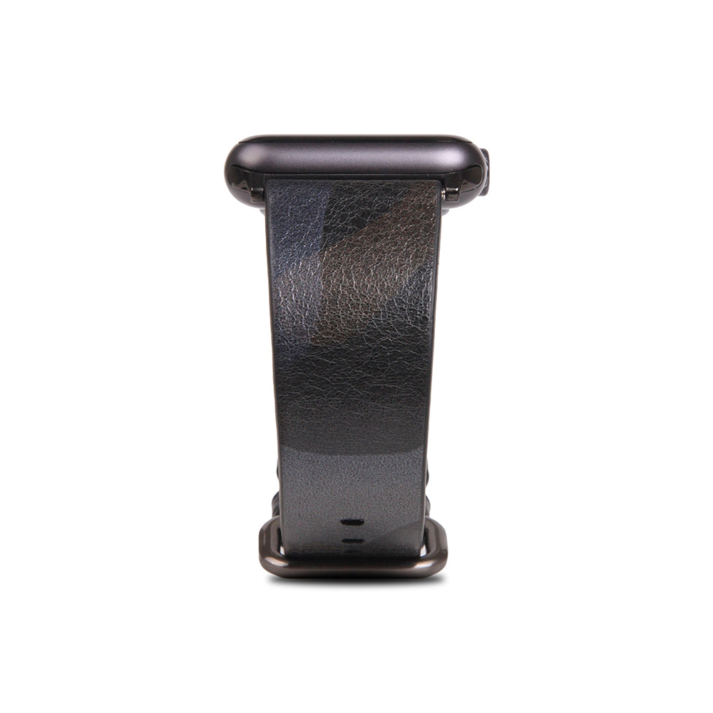 D9 Italian Camo Leather Strap for Apple Watch SE, ULTRA 2, Series 1-9 42/44/45/49mm (Black)