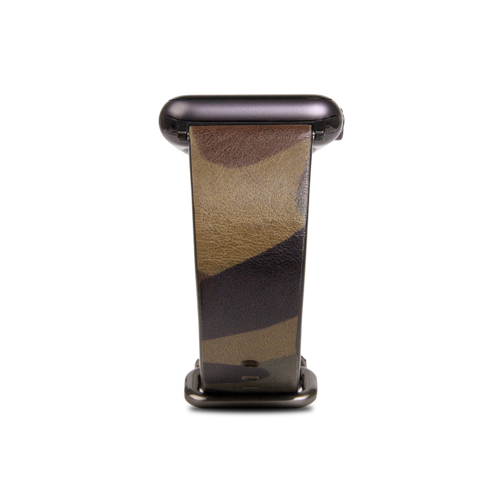 D9 Italian Camo Leather Strap for Apple Watch SE, ULTRA 2, Series 1-9 42/44/45/49mm (Khaki)