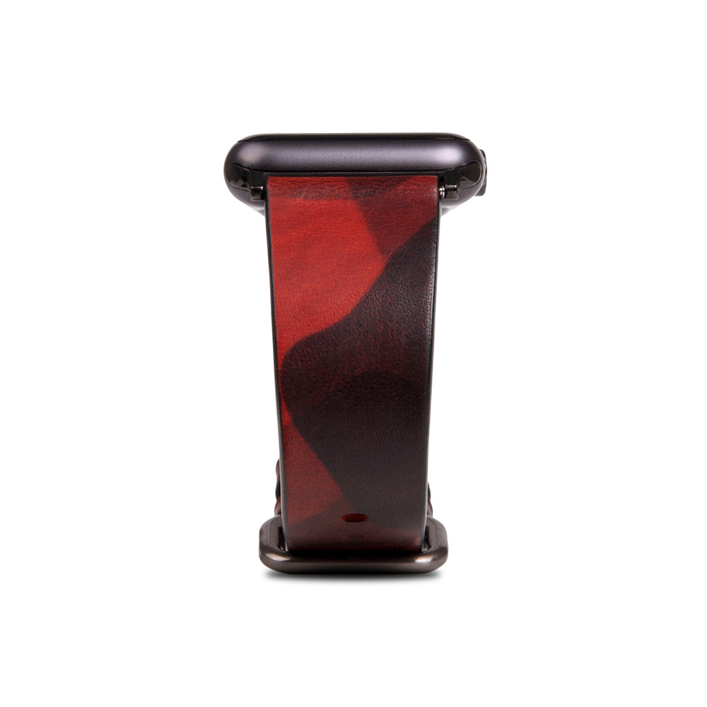 D9 Italian Camo Leather Strap for Apple Watch SE, ULTRA 2, Series 1-9 42/44/45/49mm (Red)