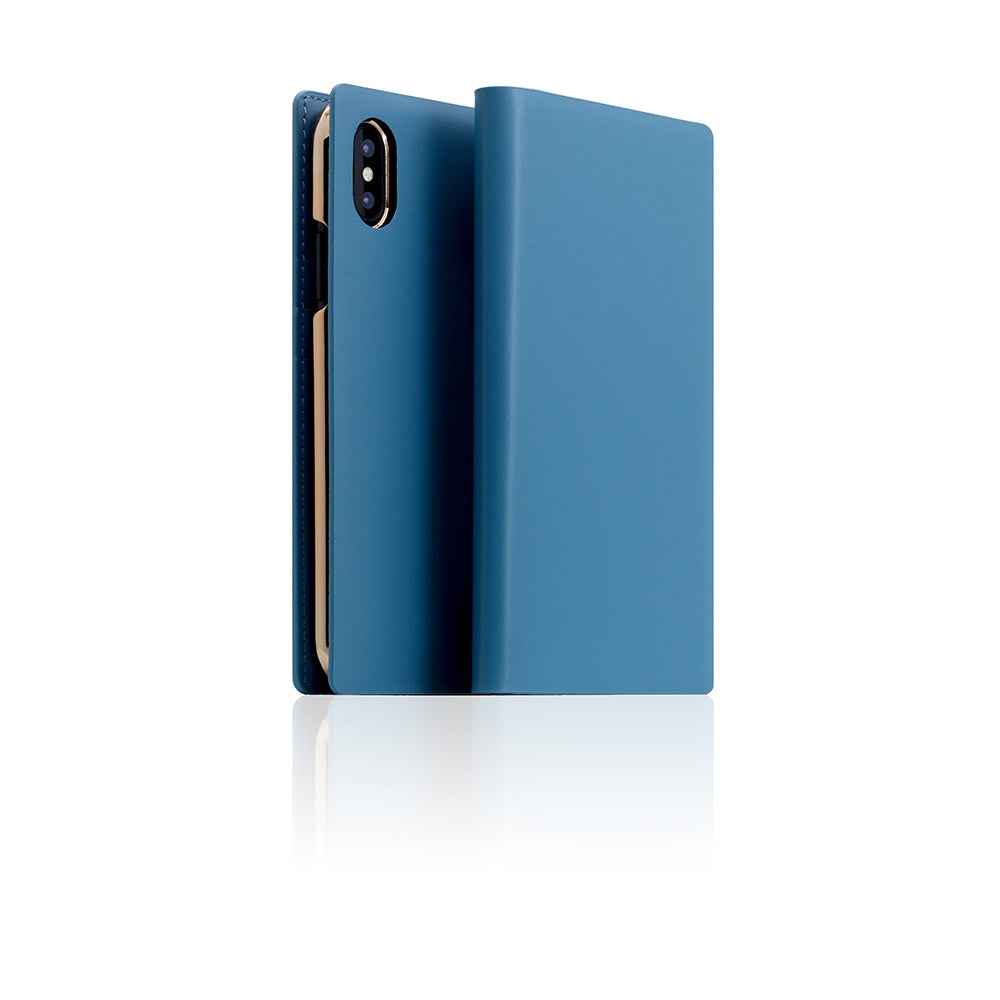 D5 Calf Skin Leather Case for iPhone X / XS Blue