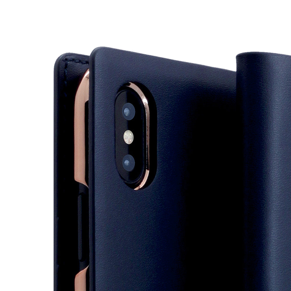 D5 Calf Skin Leather Case for iPhone X / XS Navy