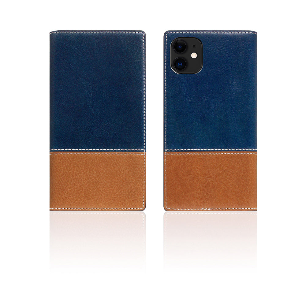 D+ Italian Temponata Leather Case for iPhone 11 Blue Tan