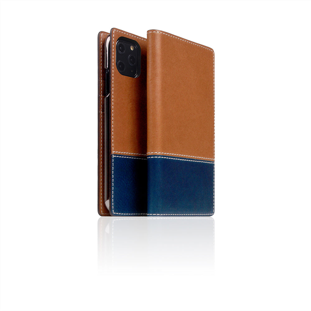 D+ Italian Temponata Leather Case for iPhone 11 Pro Tan Blue