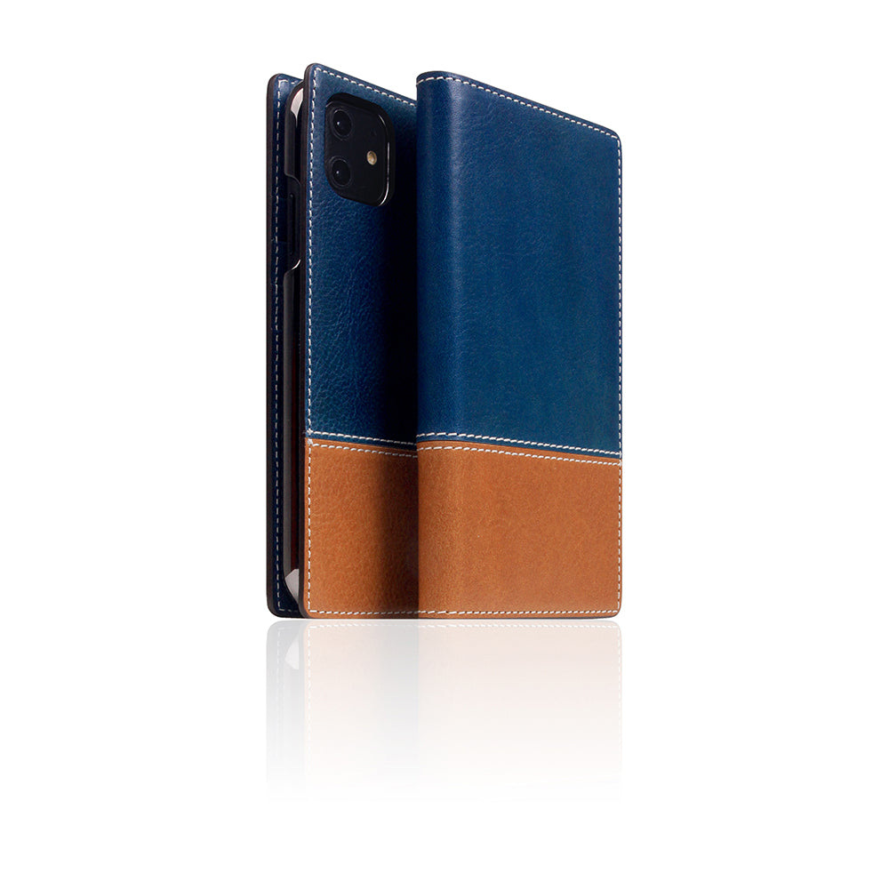 D+ Italian Temponata Leather Case for iPhone 11 Blue Tan