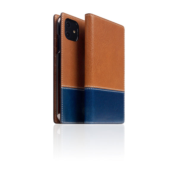 D+ Italian Temponata Leather Case for iPhone 11 Tan Blue