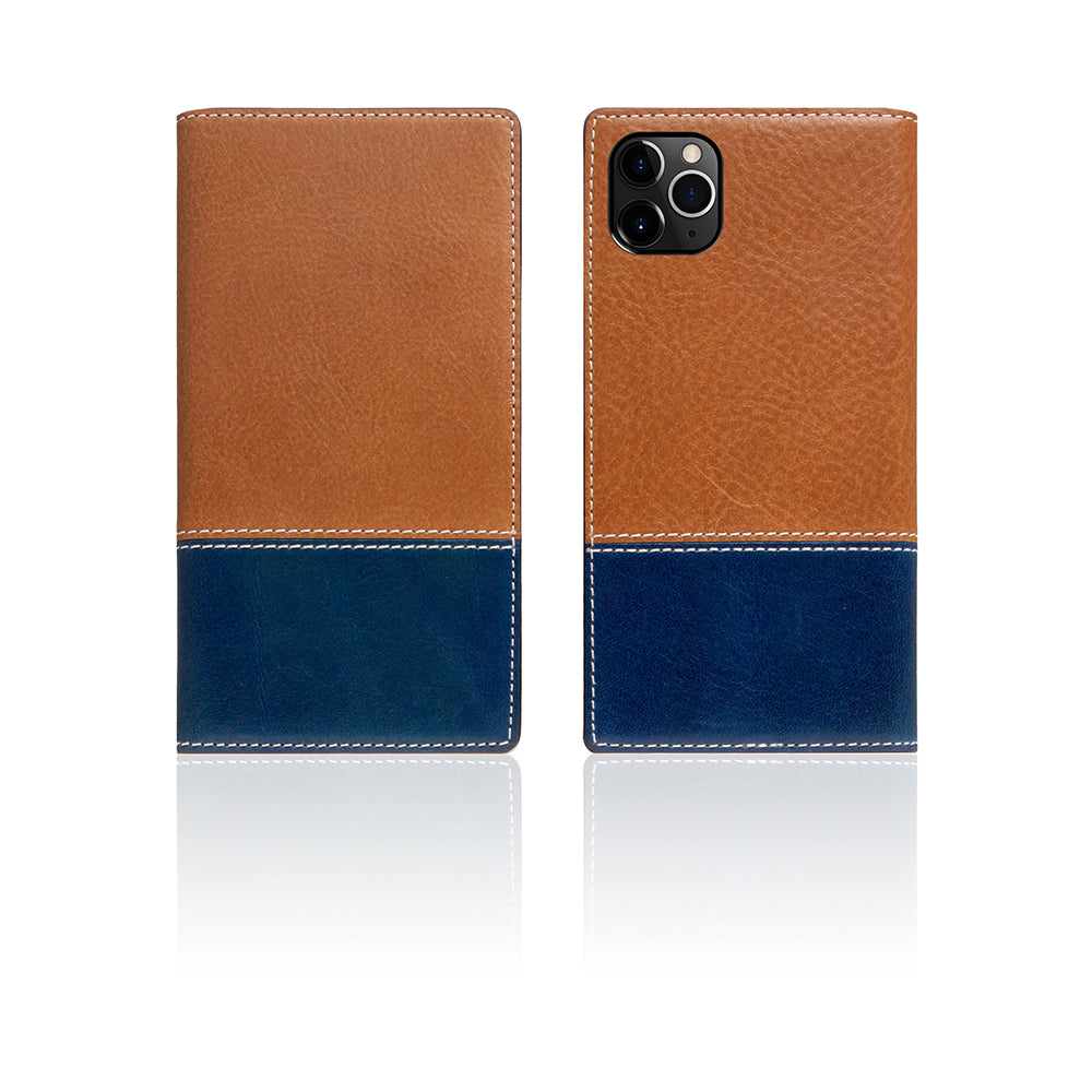 D+ Italian Temponata Leather Case for iPhone 11 Pro Max Tan Blue