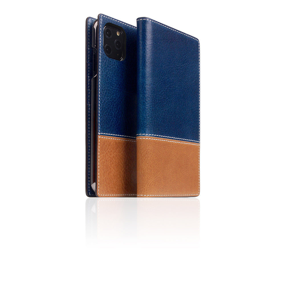 D+ Italian Temponata Leather Case for iPhone 11 Pro Max Blue Tan