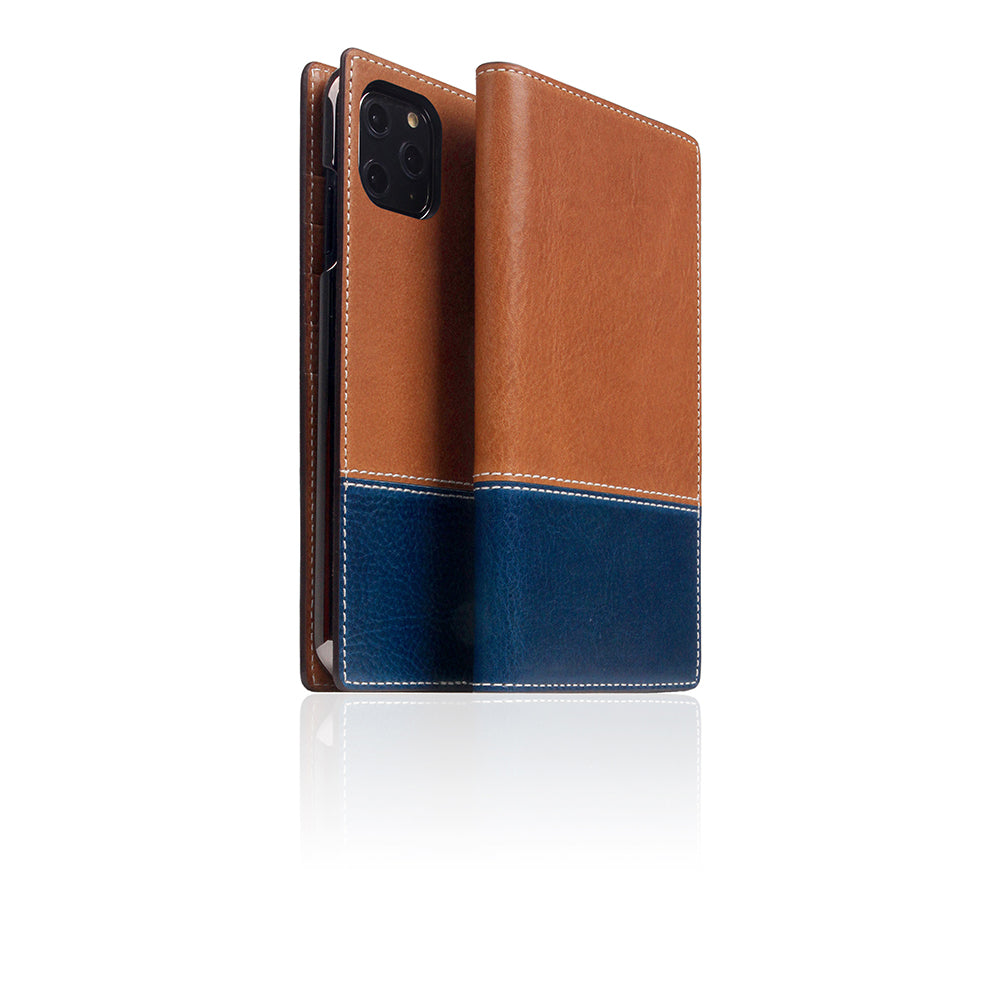 D+ Italian Temponata Leather Case for iPhone 11 Pro Max Tan Blue