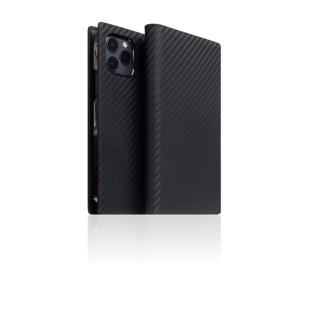 D+ Italian Carbon Leather Diary Case for iPhone 12 / 12 Pro (Black)