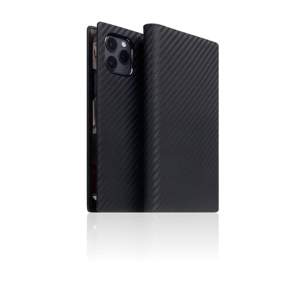 D+ Italian Carbon Leather Diary Case for iPhone 12 / 12 Pro (Black)