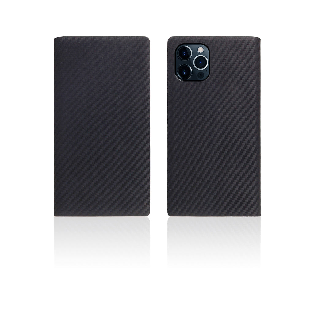 D+ Italian Carbon Leather Diary Case for iPhone 12 / 12 Pro (Black)