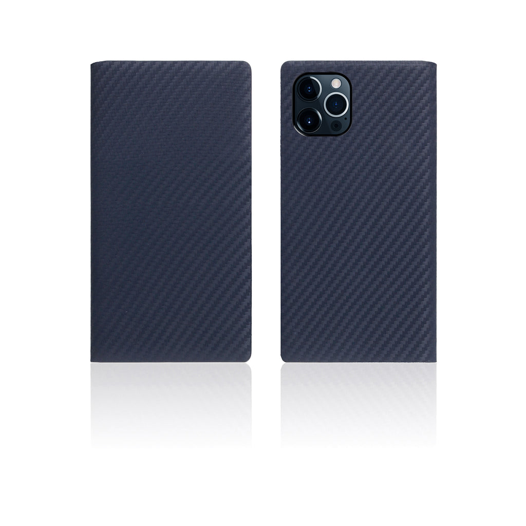 D+ Italian Carbon Leather Diary Case for iPhone 12 Pro Max (Navy)