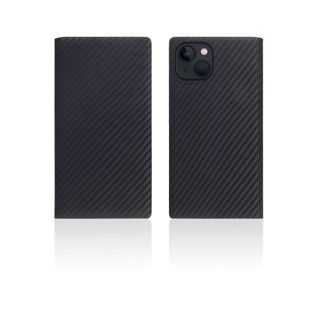 D+ Italian Carbon Leather Diary Case for iPhone 14 (Black)