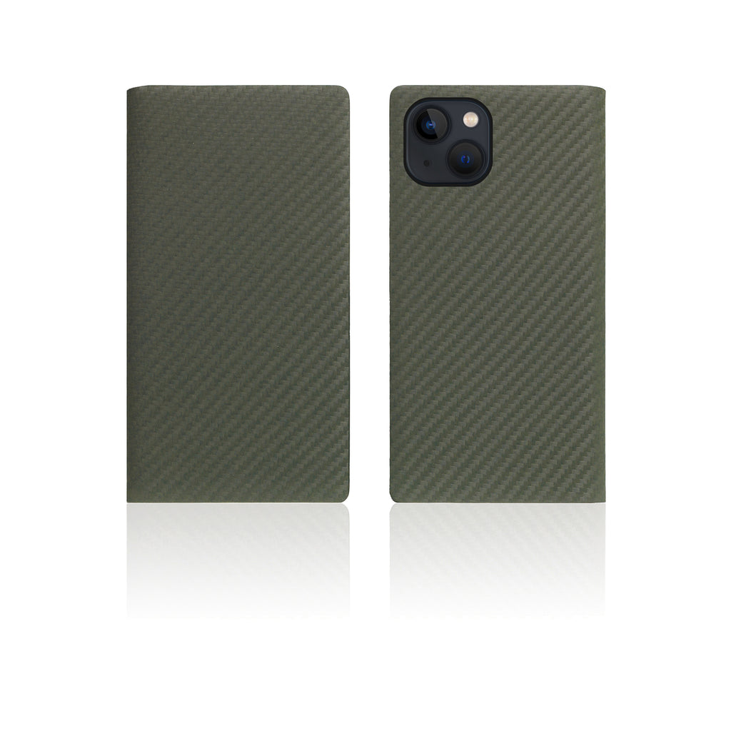 D+ Italian Carbon Leather Diary Case for iPhone 13 (Khaki)