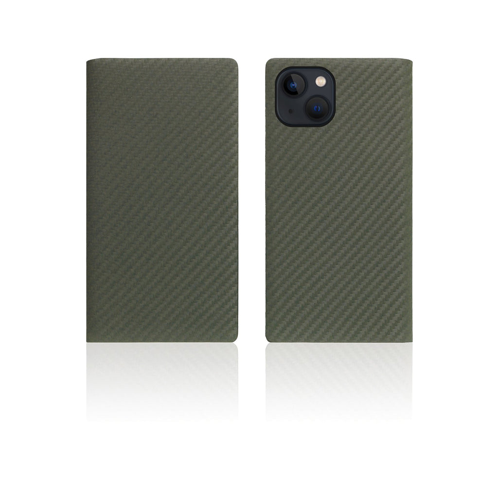 D+ Italian Carbon Leather Diary Case for iPhone 14 (Khaki)