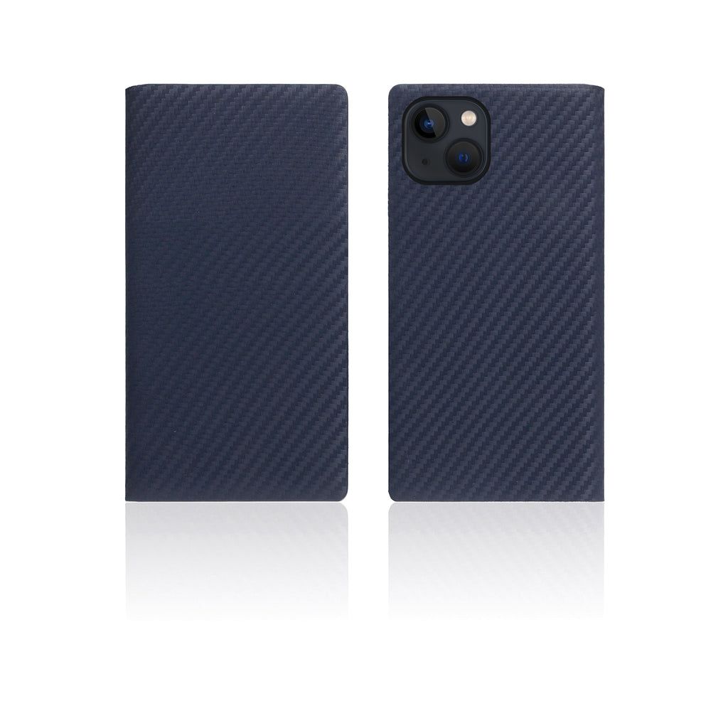 D+ Italian Carbon Leather Diary Case for iPhone 13 (Navy)