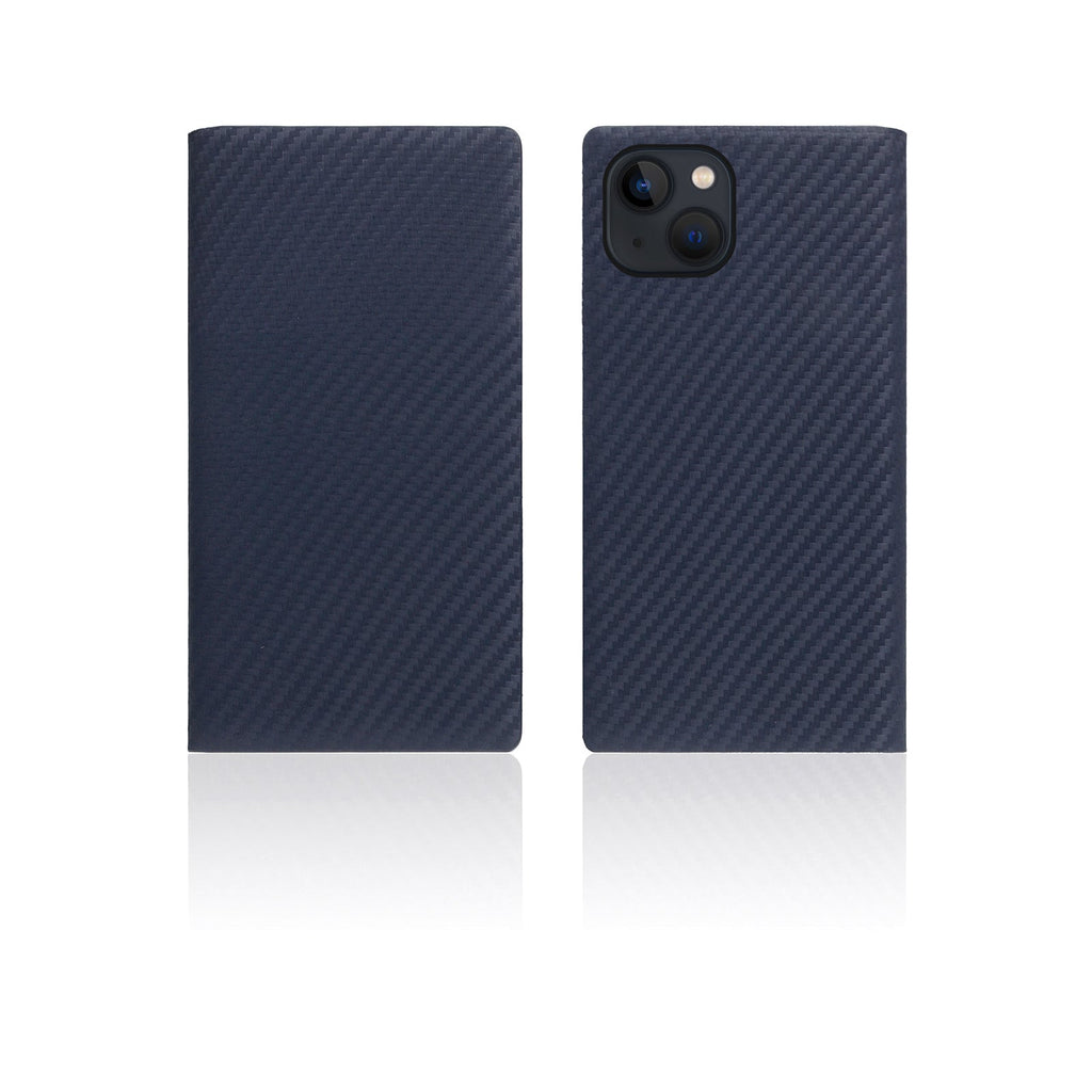 D+ Italian Carbon Leather Diary Case for iPhone 14 (Navy)