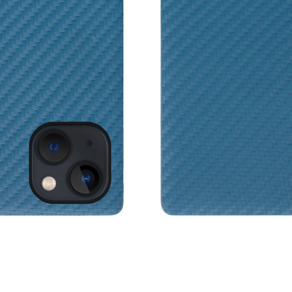 D+ Italian Carbon Leather Diary Case for iPhone 14 (Blue)