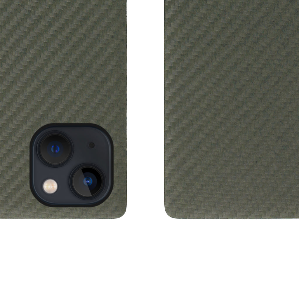 D+ Italian Carbon Leather Diary Case for iPhone 13 (Khaki)