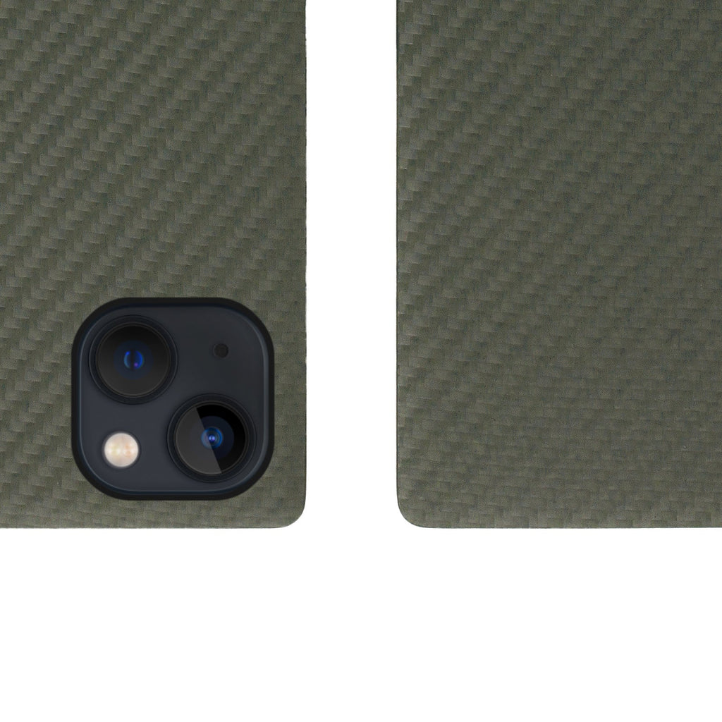 D+ Italian Carbon Leather Diary Case for iPhone 14 (Khaki)