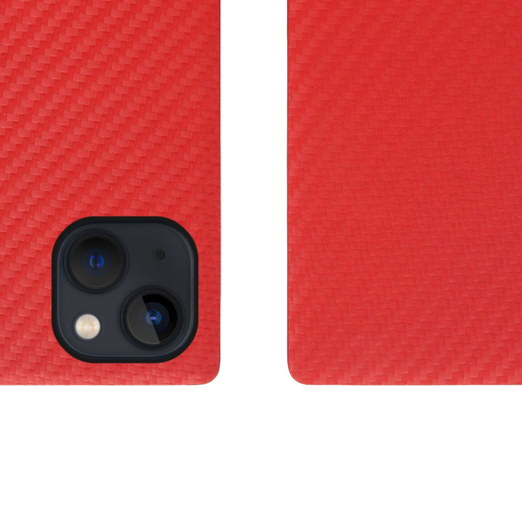 D+ Italian Carbon Leather Diary Case for iPhone 14 (Red)