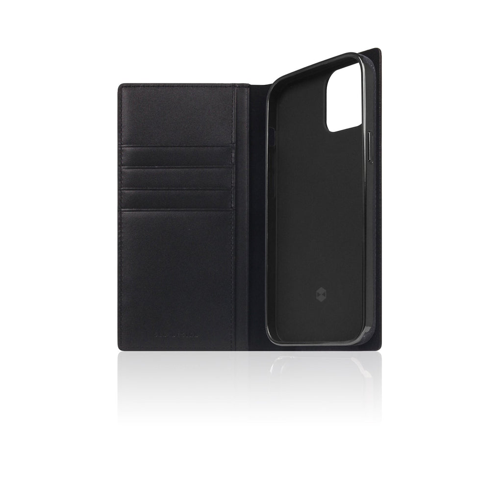 D+ Italian Carbon Leather Diary Case for iPhone 14 (Black)
