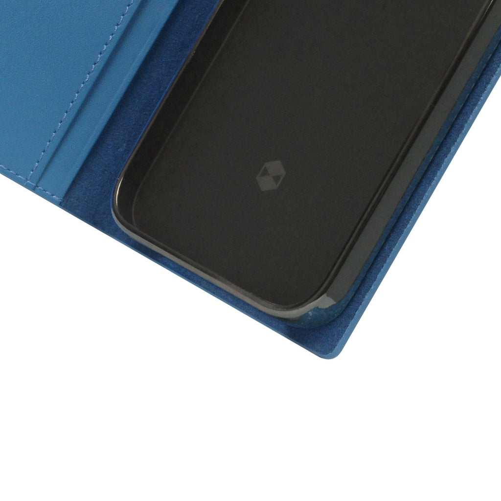 D+ Italian Carbon Leather Diary Case for iPhone 14 (Blue)