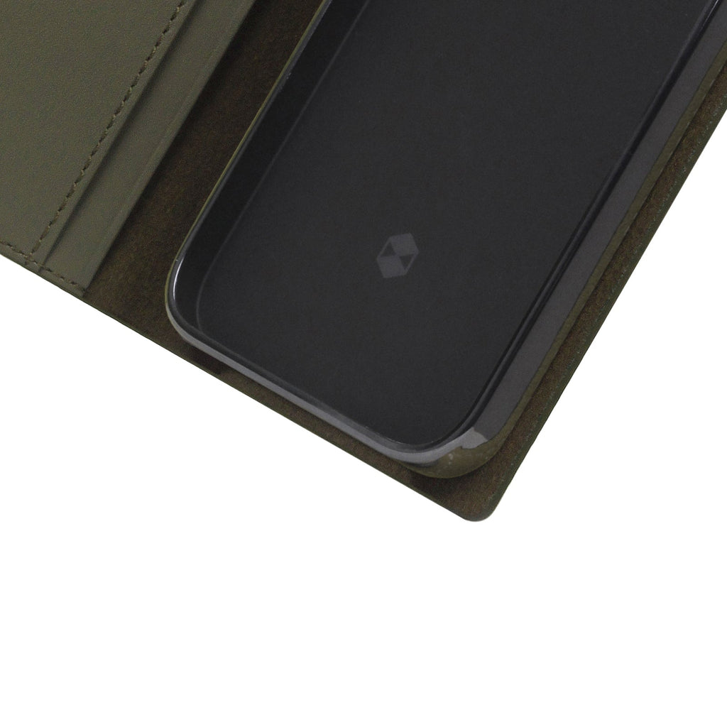 D+ Italian Carbon Leather Diary Case for iPhone 14 (Khaki)