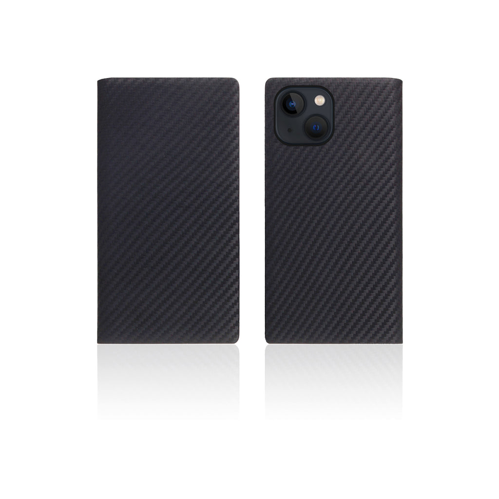 D+ Italian Carbon Leather Diary Case for iPhone 13 mini (Black)