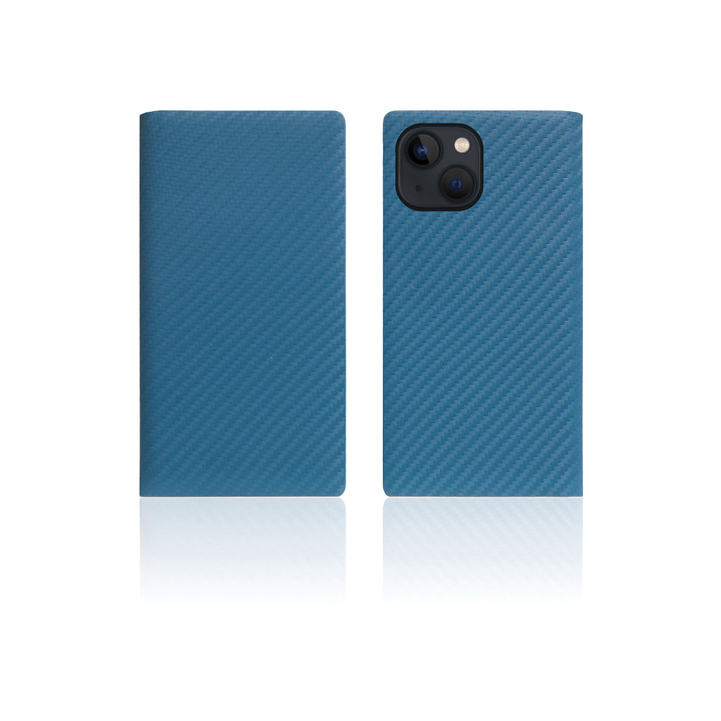 D+ Italian Carbon Leather Diary Case for iPhone 13 mini (Blue)