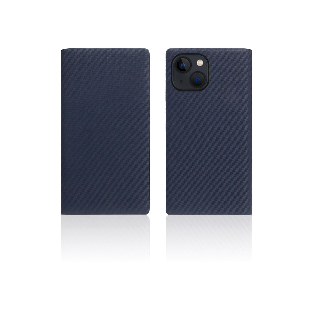 D+ Italian Carbon Leather Diary Case for iPhone 13 mini (Navy)
