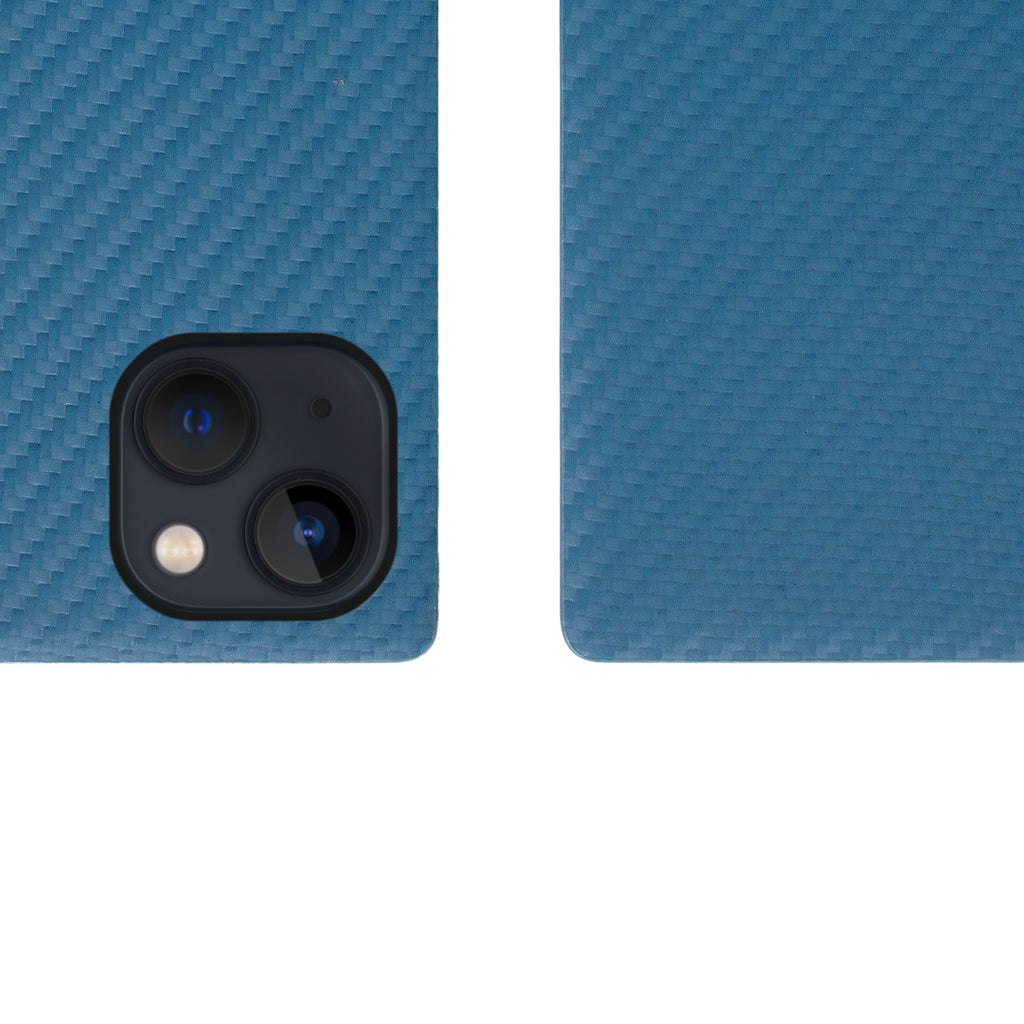 D+ Italian Carbon Leather Diary Case for iPhone 13 mini (Blue)