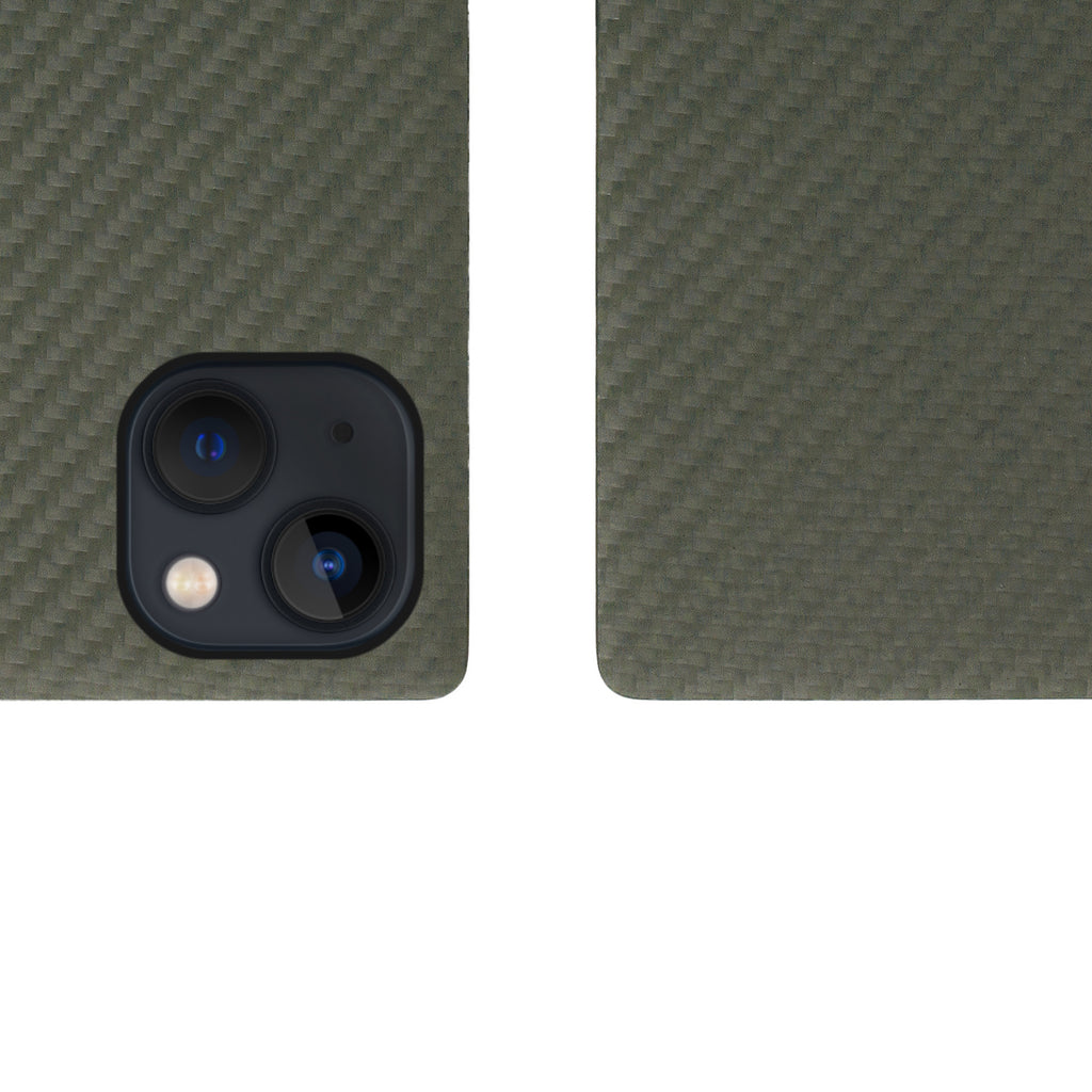 D+ Italian Carbon Leather Diary Case for iPhone 13 mini (Khaki)