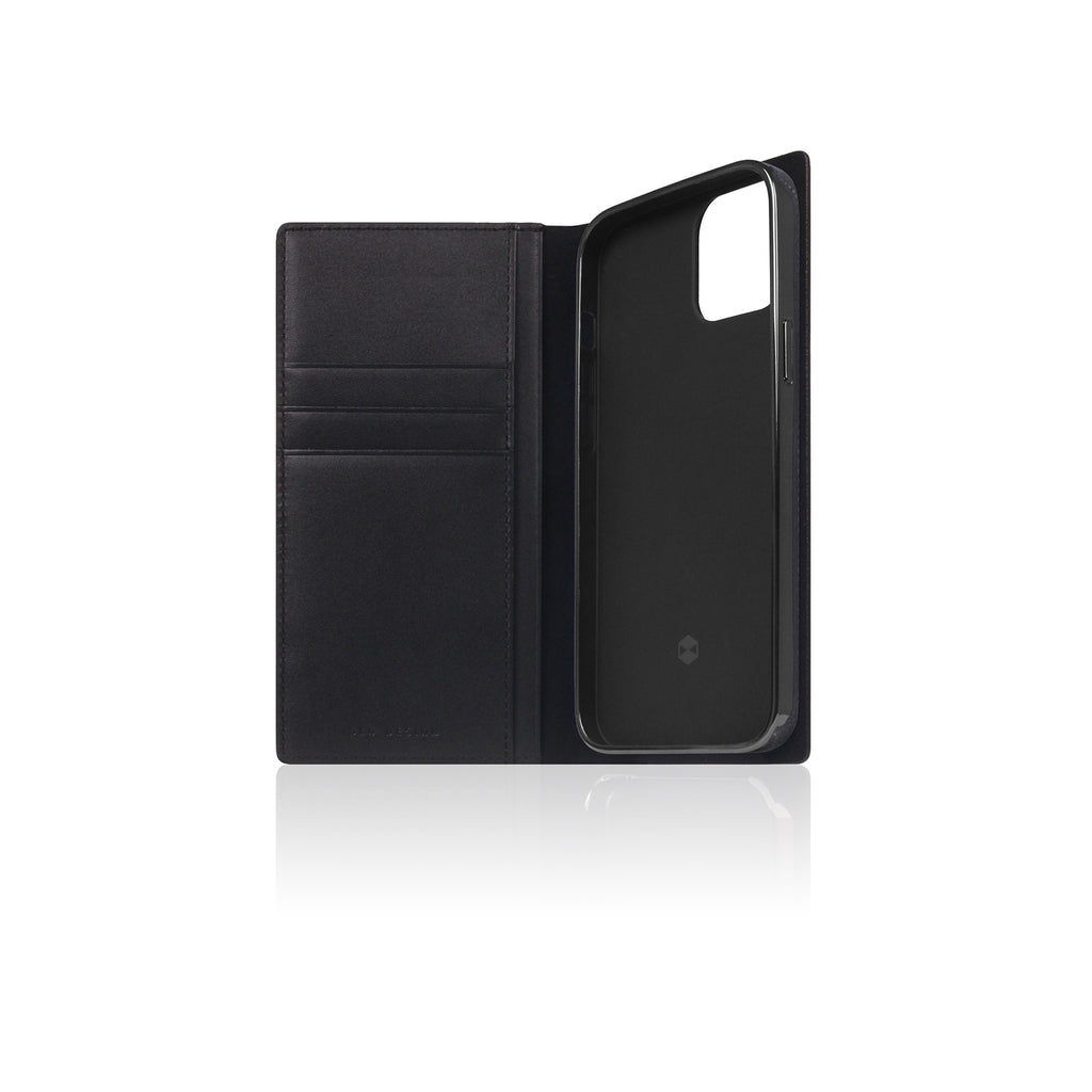 D+ Italian Carbon Leather Diary Case for iPhone 13 mini (Black)