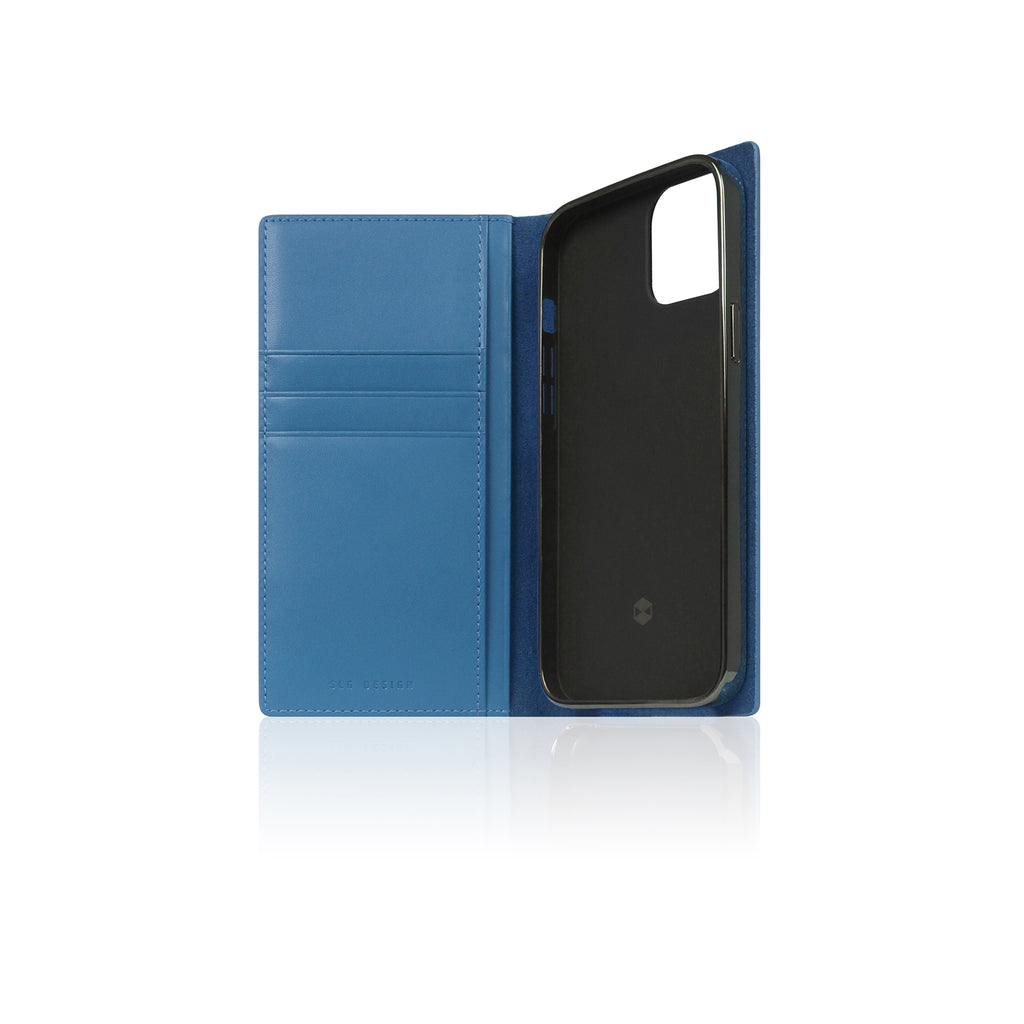 D+ Italian Carbon Leather Diary Case for iPhone 13 mini (Blue)