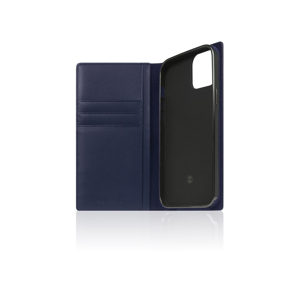 D+ Italian Carbon Leather Diary Case for iPhone 13 mini (Navy)