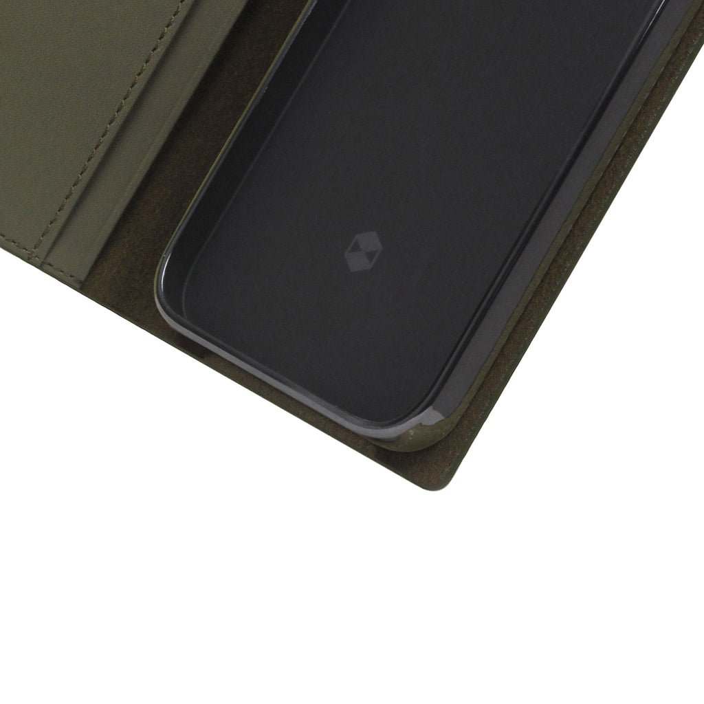 D+ Italian Carbon Leather Diary Case for iPhone 13 mini (Khaki)
