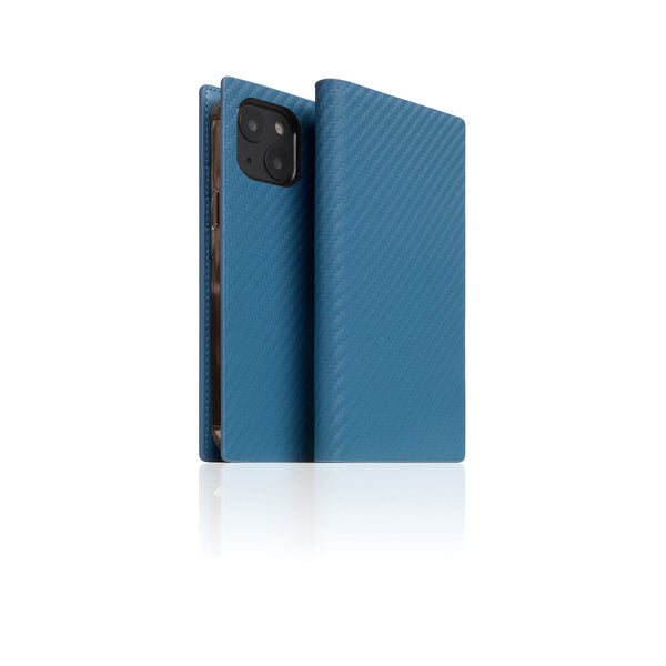 D+ Italian Carbon Leather Diary Case for iPhone 13 mini (Blue)