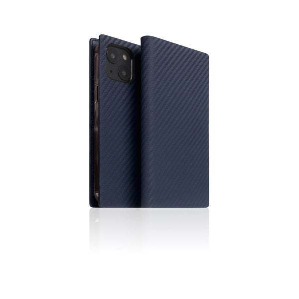 D+ Italian Carbon Leather Diary Case for iPhone 13 mini (Navy)