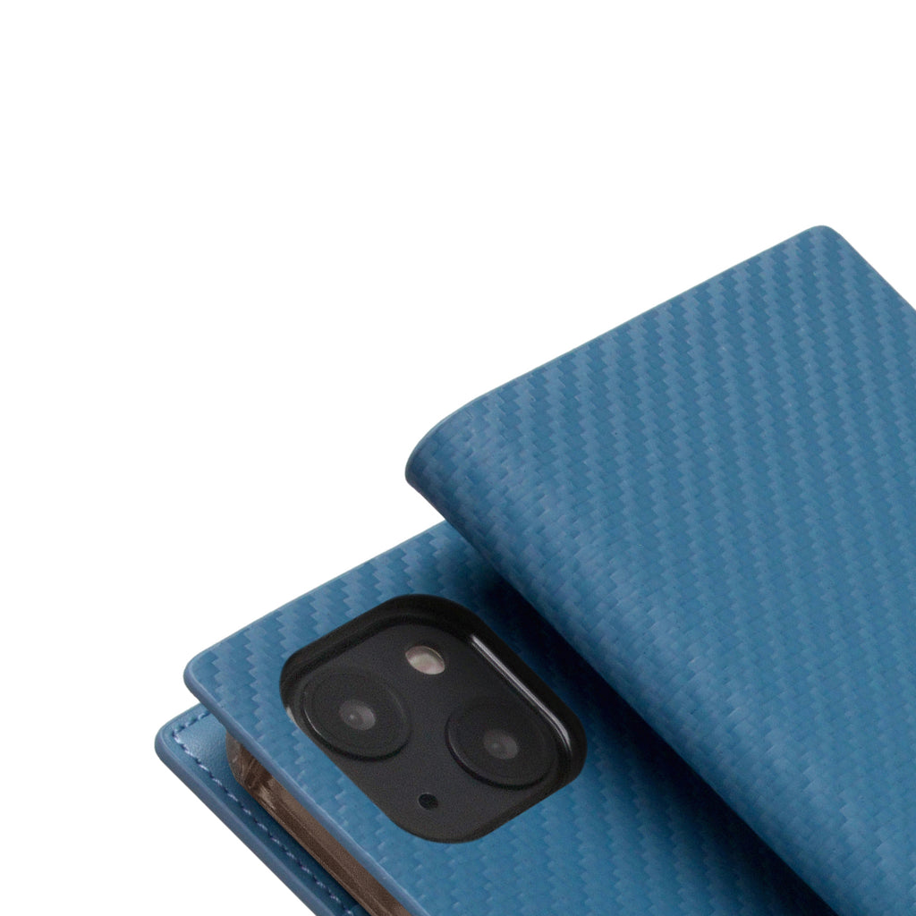 D+ Italian Carbon Leather Diary Case for iPhone 13 mini (Blue)