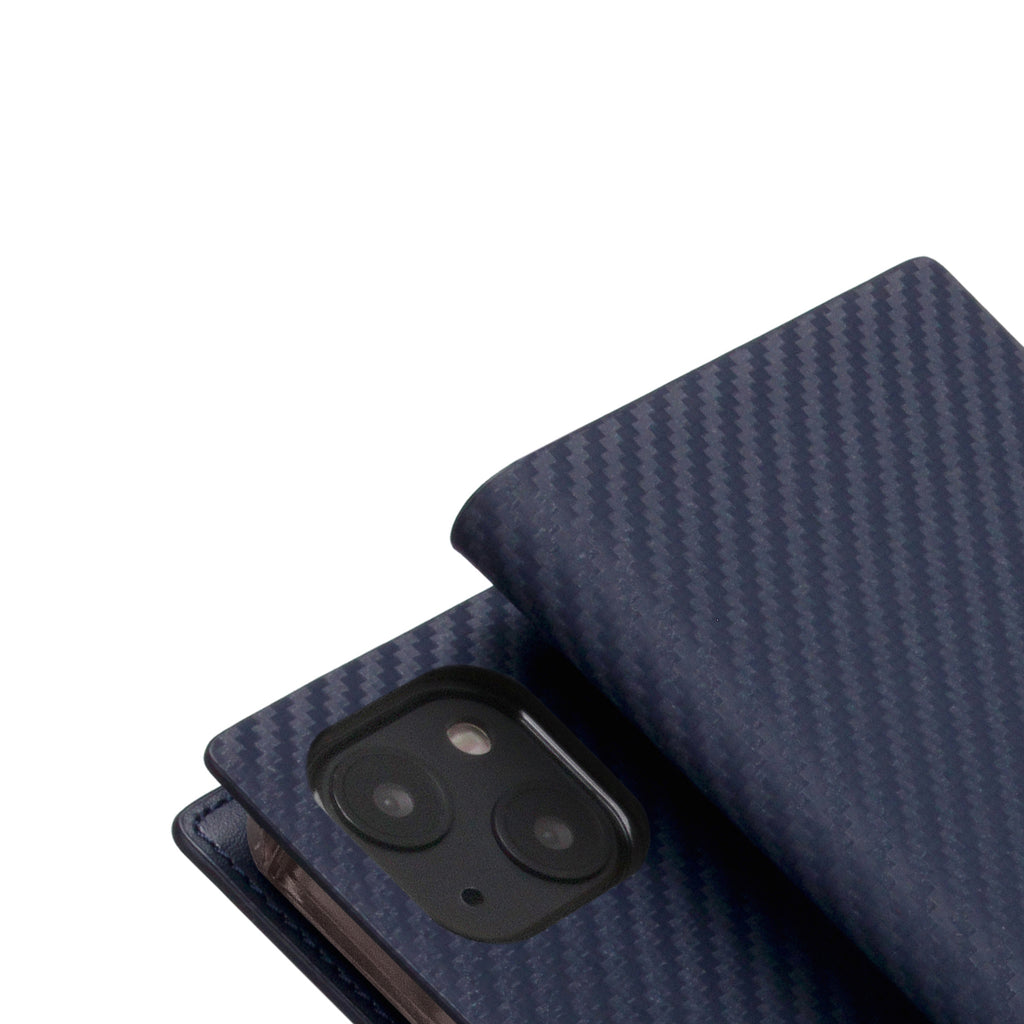 D+ Italian Carbon Leather Diary Case for iPhone 13 mini (Navy)